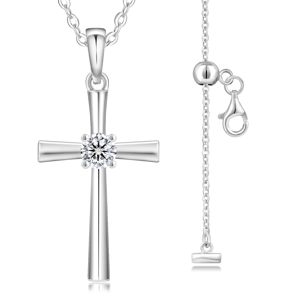 KRKC&CO Moissanite Cross Necklace for Women Hypoallergenic Petite Pendant