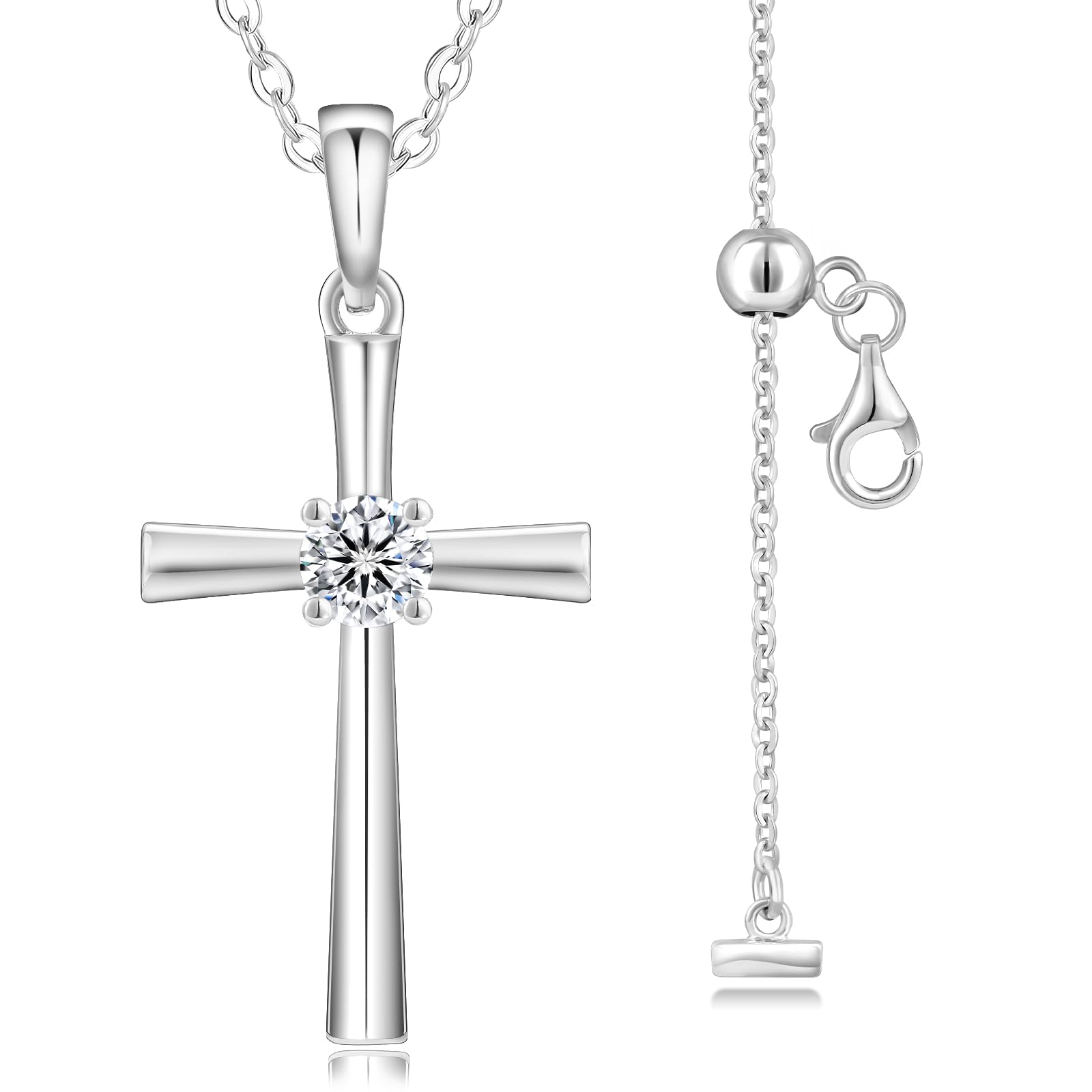 KRKC&CO Moissanite Cross Necklace for Women Hypoallergenic Petite Pendant