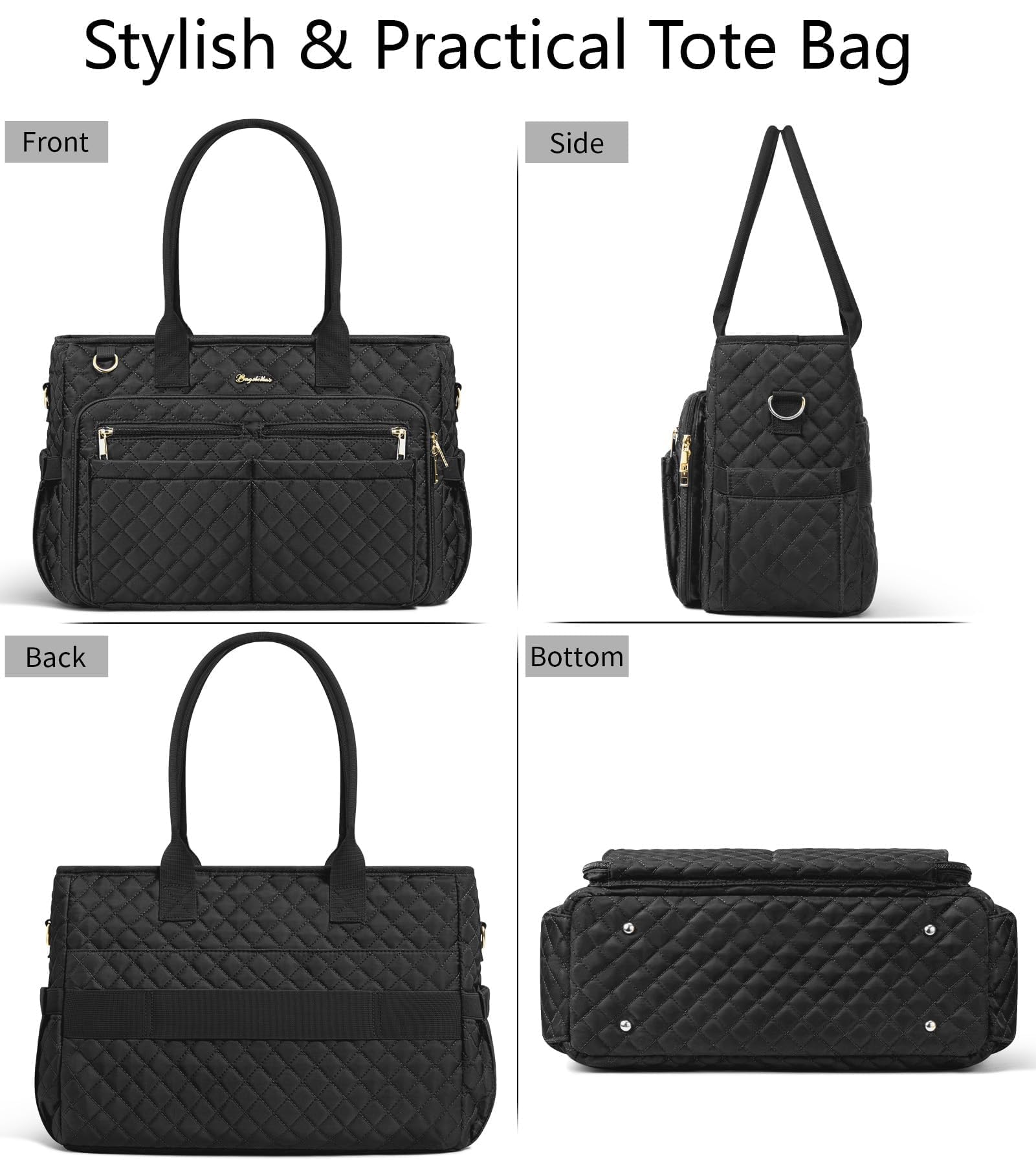 Bagstellar Teacher Tote Bag for Women, 15.6" Laptop Work Tote Computer Bag