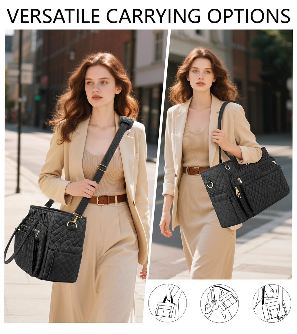 Bagstellar Teacher Tote Bag for Women, 15.6" Laptop Work Tote Computer Bag