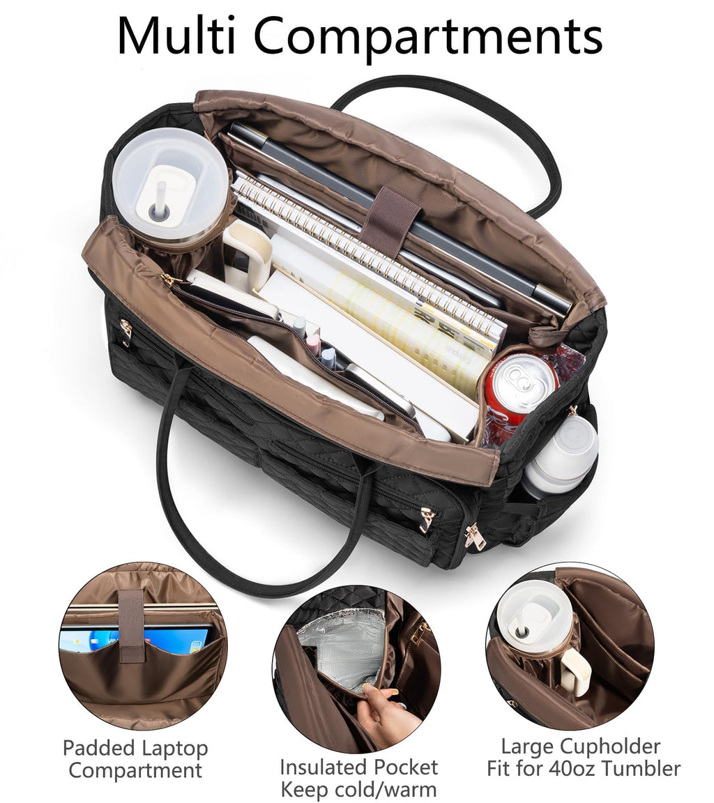 Bagstellar Teacher Tote Bag for Women, 15.6" Laptop Work Tote Computer Bag