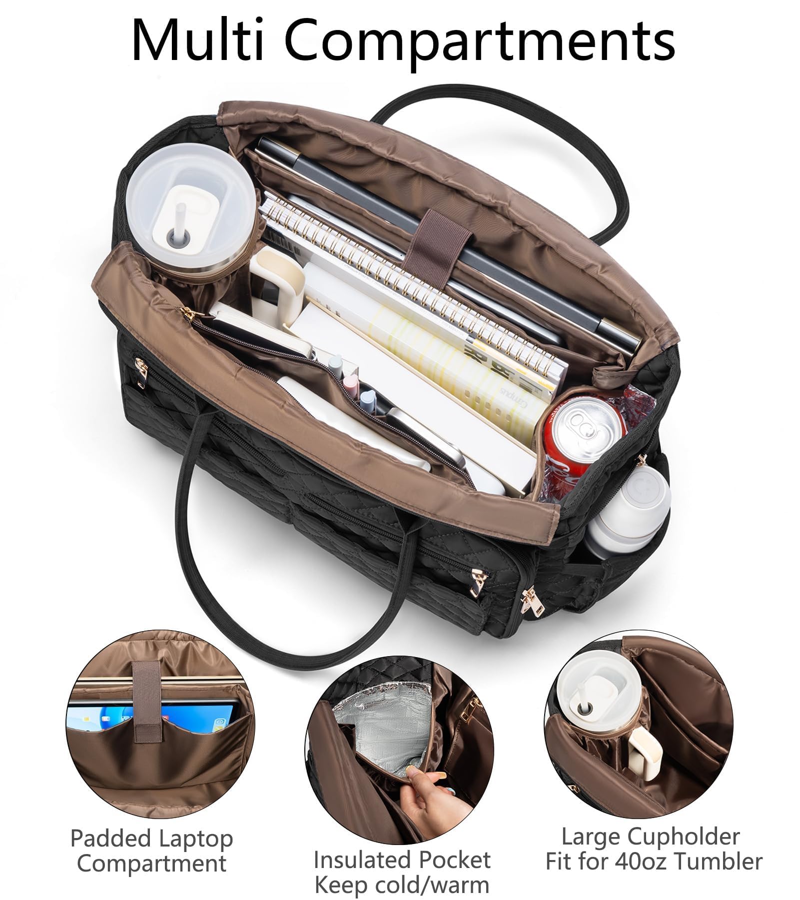 Bagstellar Teacher Tote Bag for Women, 15.6" Laptop Work Tote Computer Bag