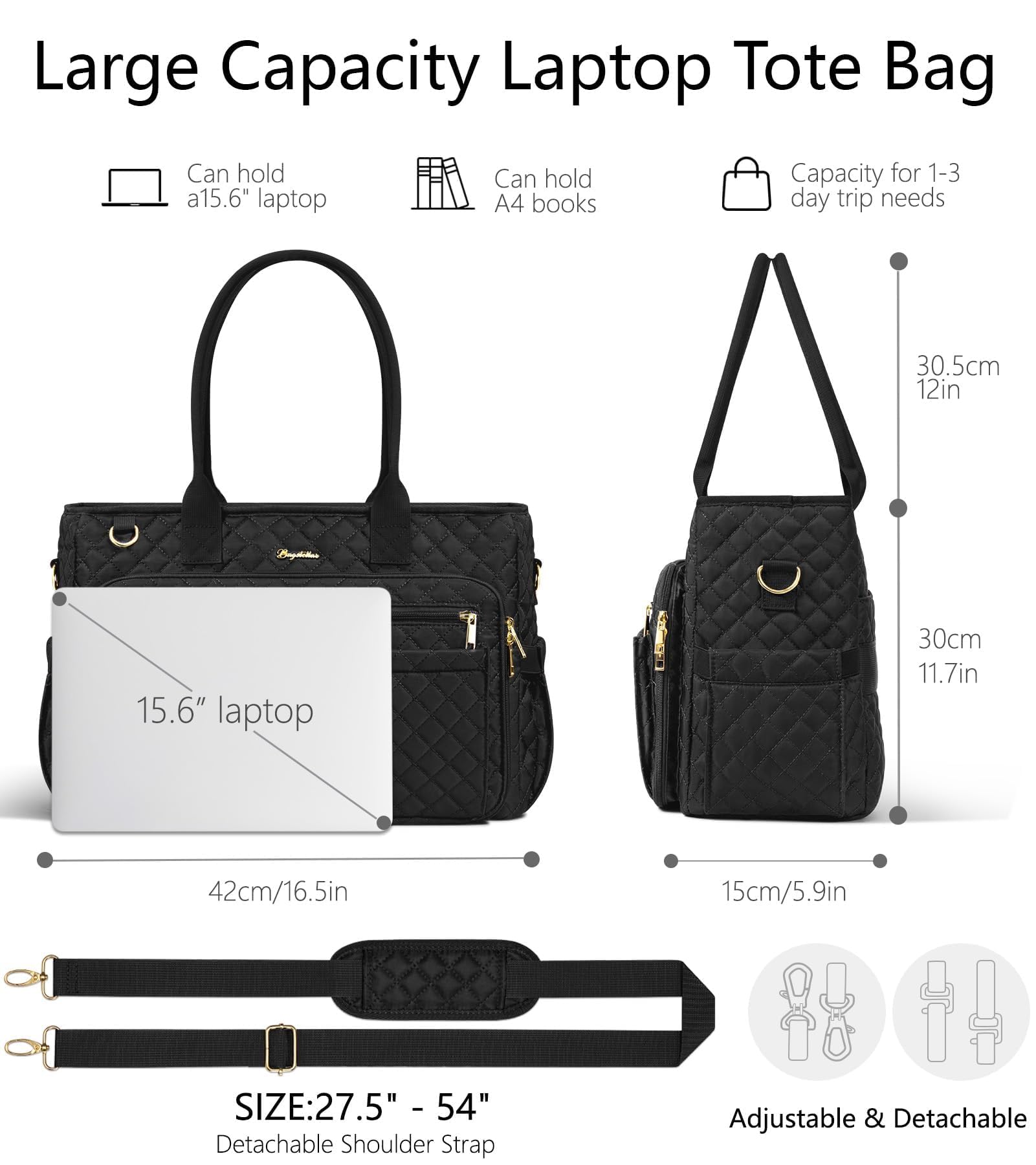 Bagstellar Teacher Tote Bag for Women, 15.6" Laptop Work Tote Computer Bag