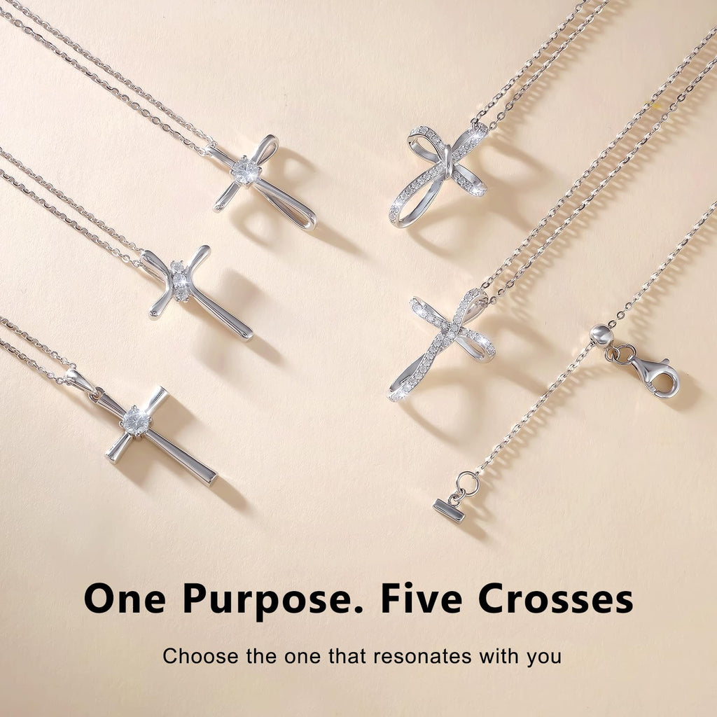 KRKC&CO Moissanite Cross Necklace for Women Hypoallergenic Petite Pendant