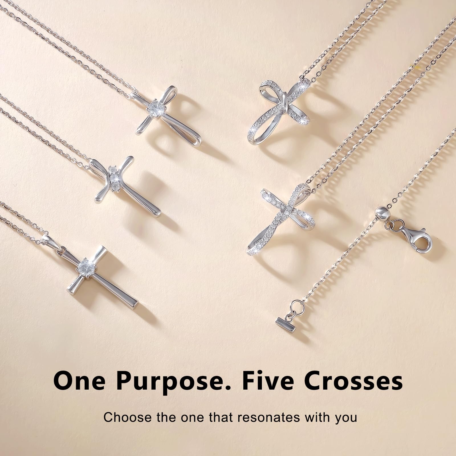 KRKC&CO Moissanite Cross Necklace for Women Hypoallergenic Petite Pendant