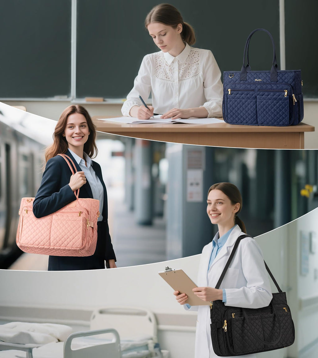 Bagstellar Teacher Tote Bag for Women, 15.6" Laptop Work Tote Computer Bag