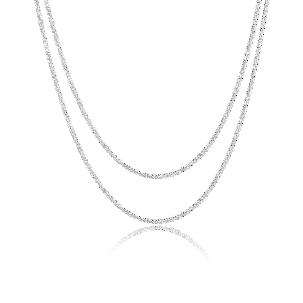 Tasiso Silver Plated Rope Chain Necklace Dainty Shiny Twist Chain Necklace For Women Sparkling Choker Necklace Set Stacking Minimalist Jewelry Gift 38/42CM