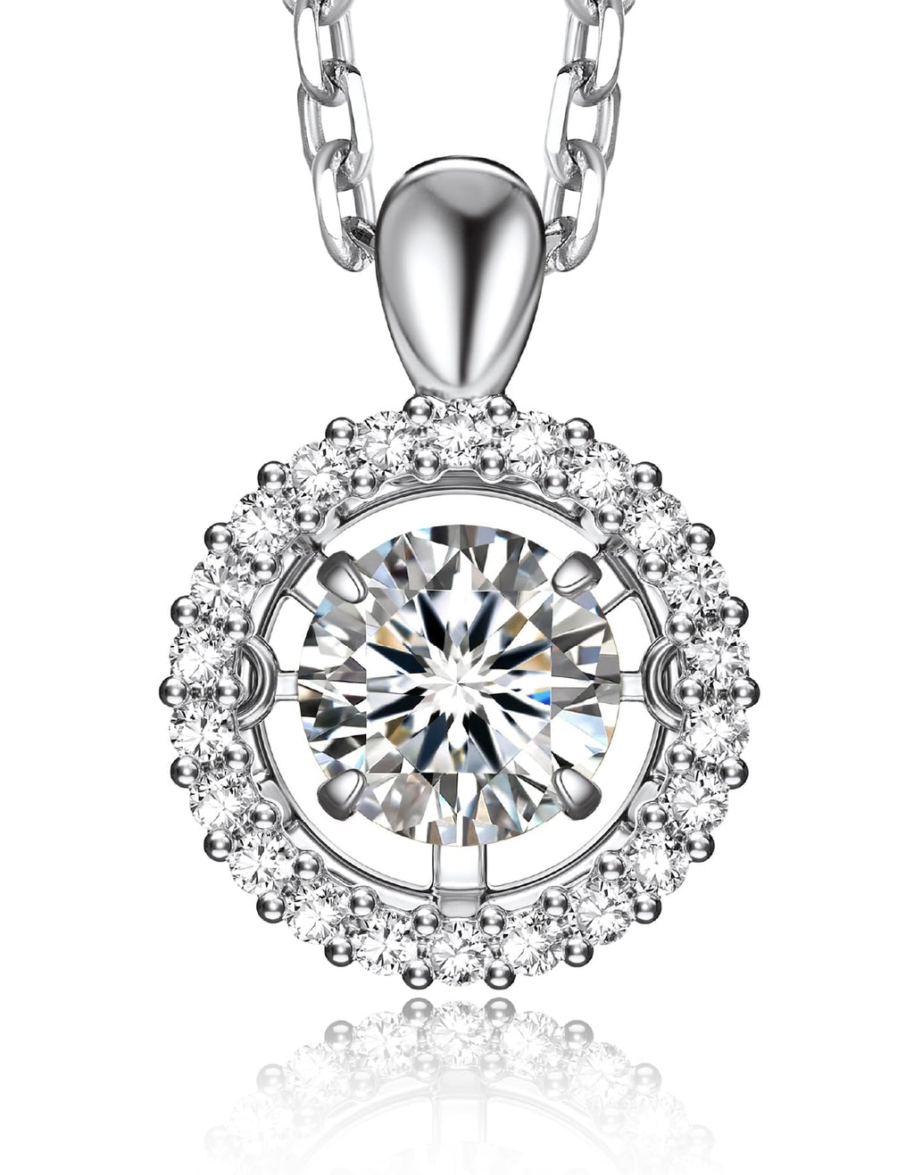 MomentWish 925 Sterling Silver Moissanite Necklace for Women 0.5Carat D Color VVS1 Moissanite Diamond Pendant Silver Accessories for Women Jewelry