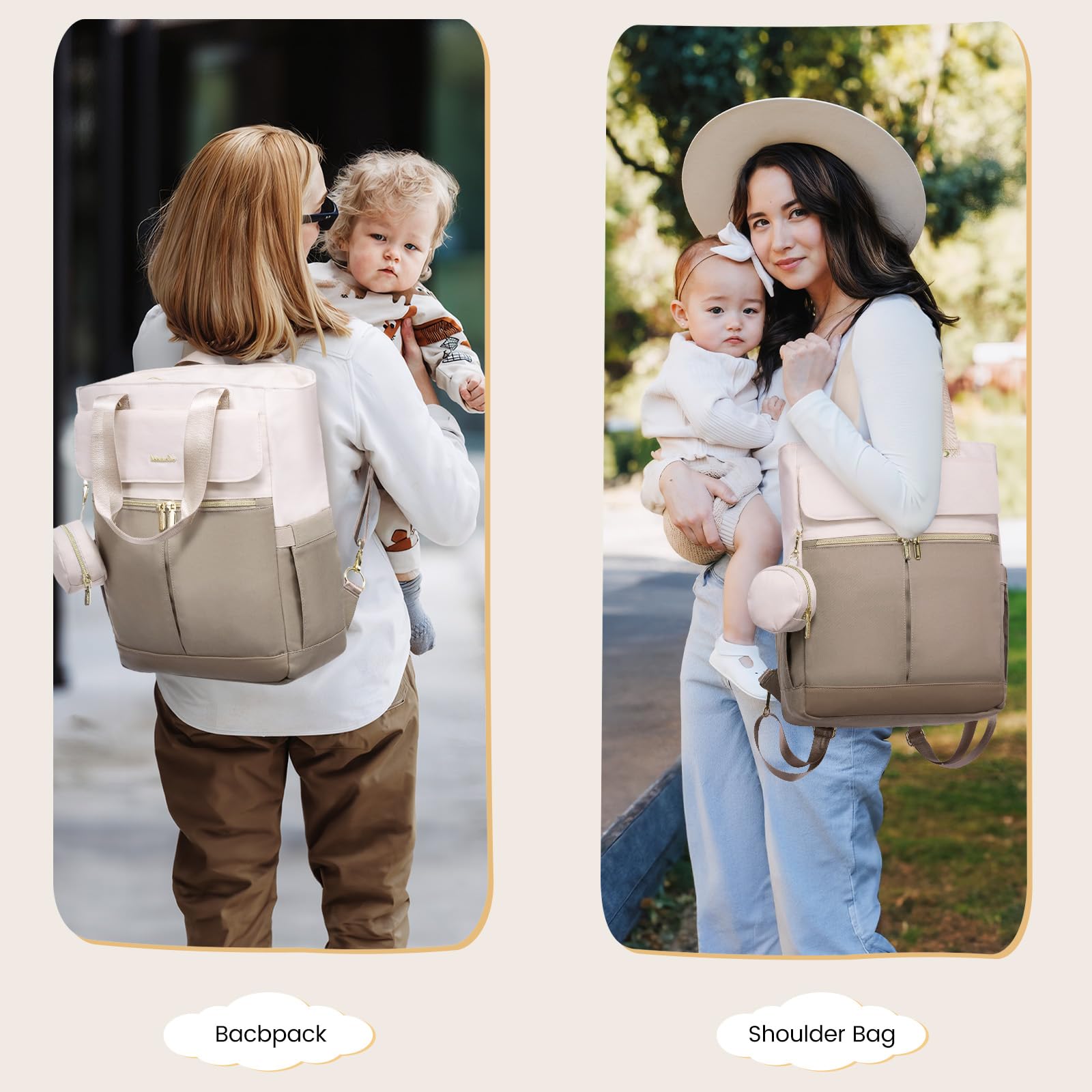 LOVEVOOK Diaper Bag Backpack,Tote Bag with Insulated Pockets Changing Pad