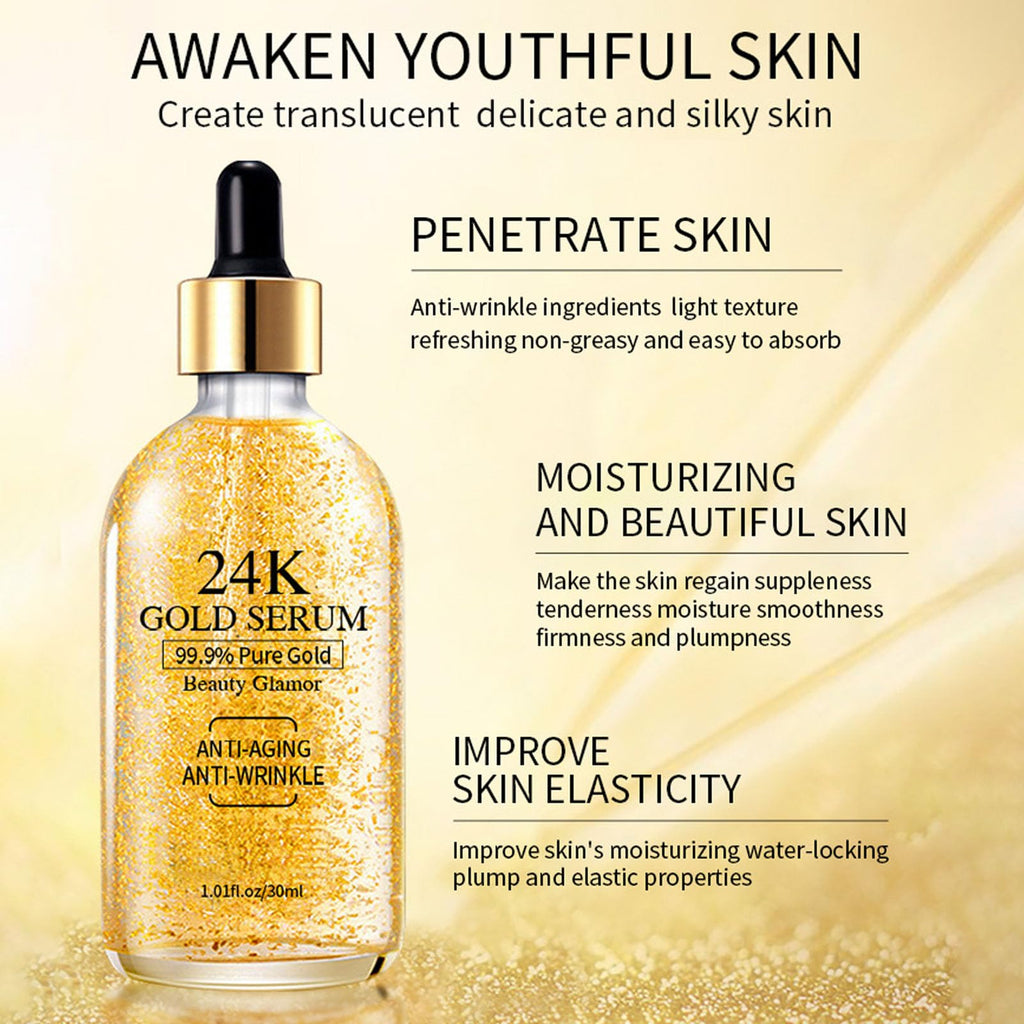 24K Gold Serum for Face, 2Pack Skin Tone Even Anti Aging Moisturizer with Vitamin,Glow Collagen Booster Serum Hyaluronic Acid for Dark Spots & Fine Lines, 2.02fl oz