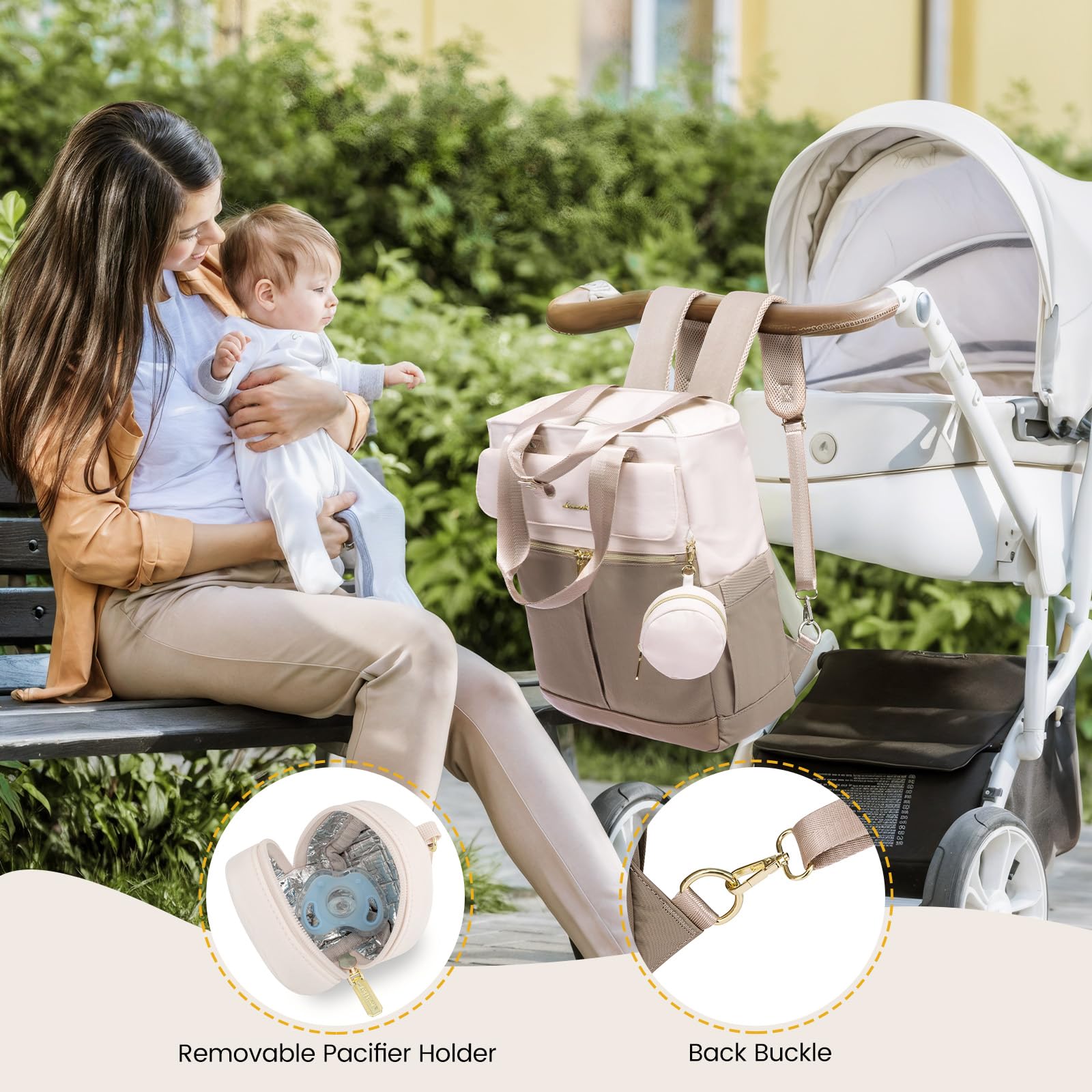 LOVEVOOK Diaper Bag Backpack,Tote Bag with Insulated Pockets Changing Pad