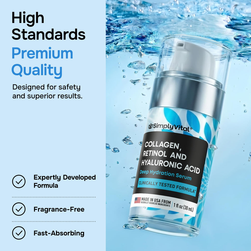 Retinol Collagen Face Serum - Anti-Aging Moisturizer for Women, 1 fl oz