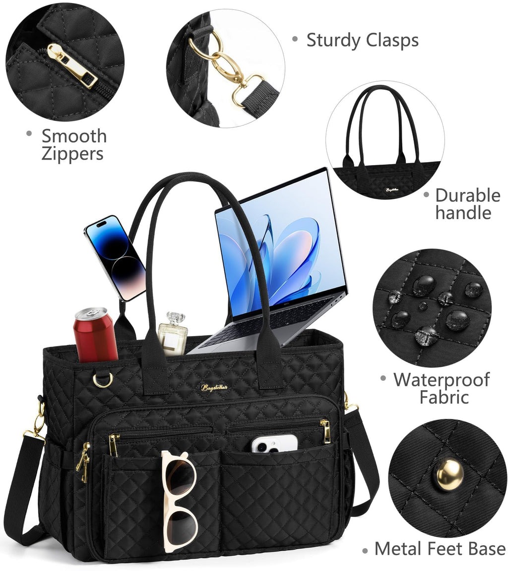 Bagstellar Teacher Tote Bag for Women, 15.6" Laptop Work Tote Computer Bag